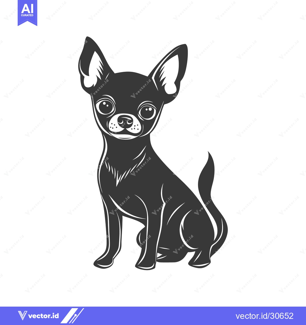 Premium Vector of A small sitting black dog with big attentive eyes