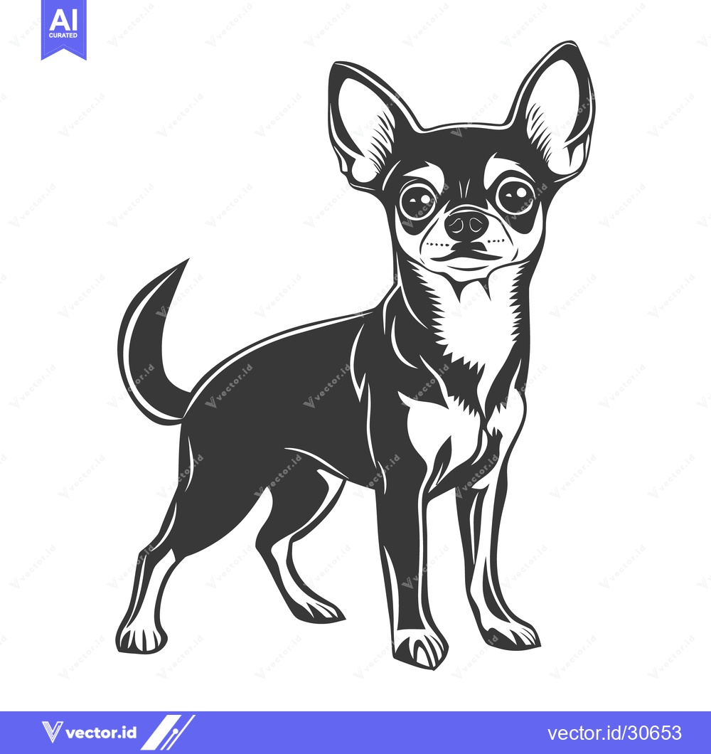 Premium Vector of A stylized black and white illustration of a small dog