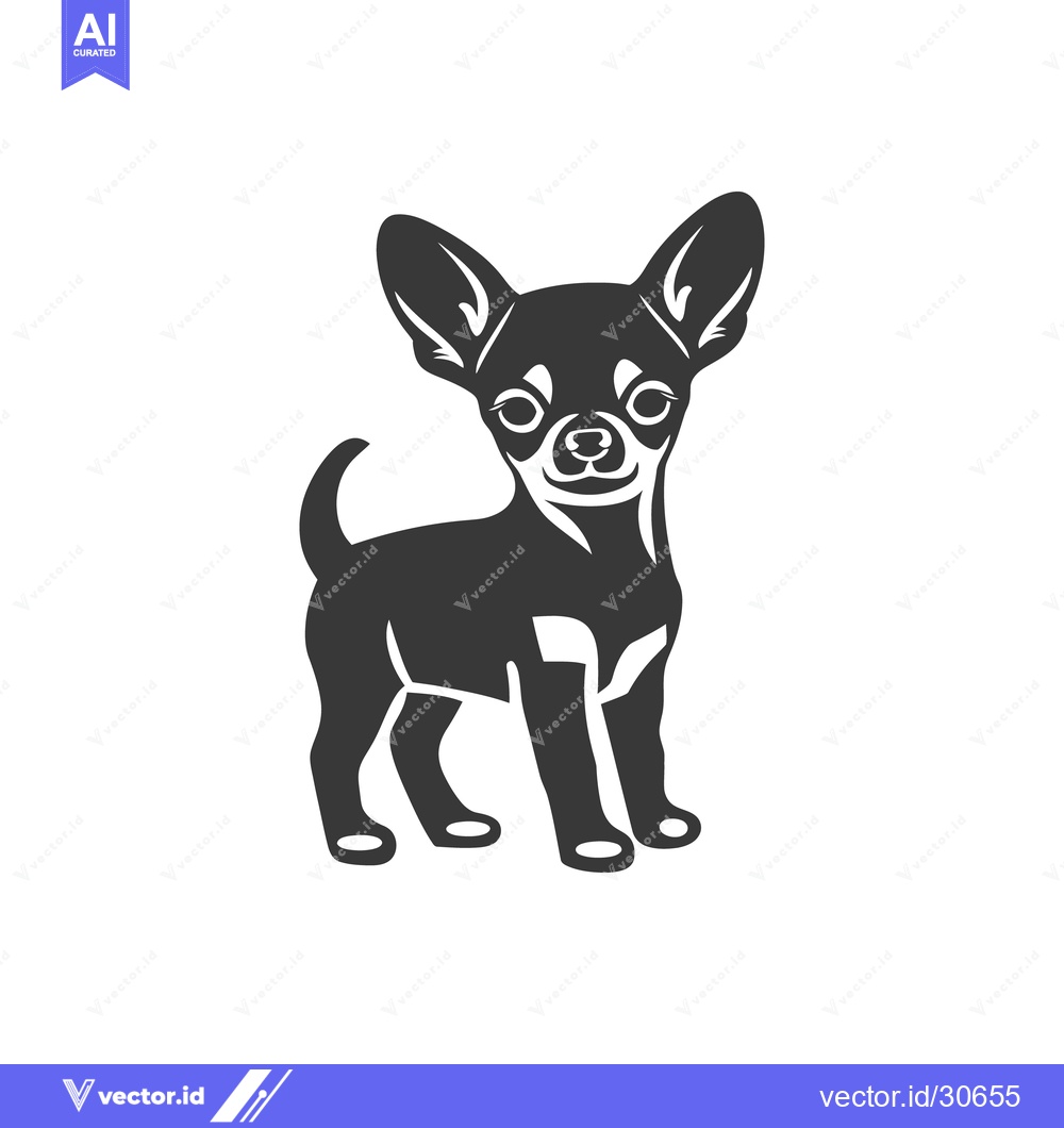 Premium Vector dari A small standing dog with pointed ears in a simple graphic