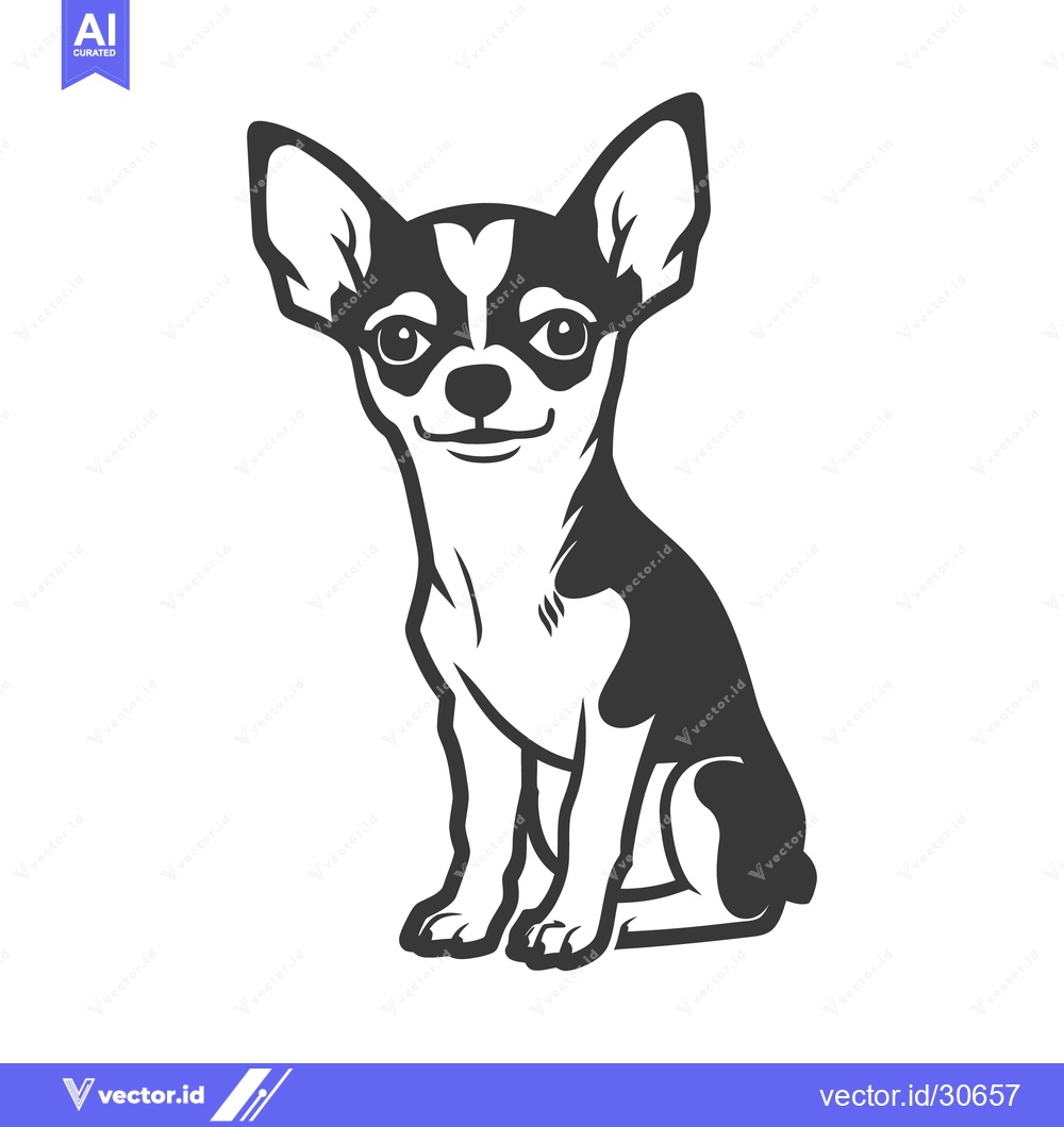 Premium Vector of A Small Cute Dog Sitting Upright Against A White Background