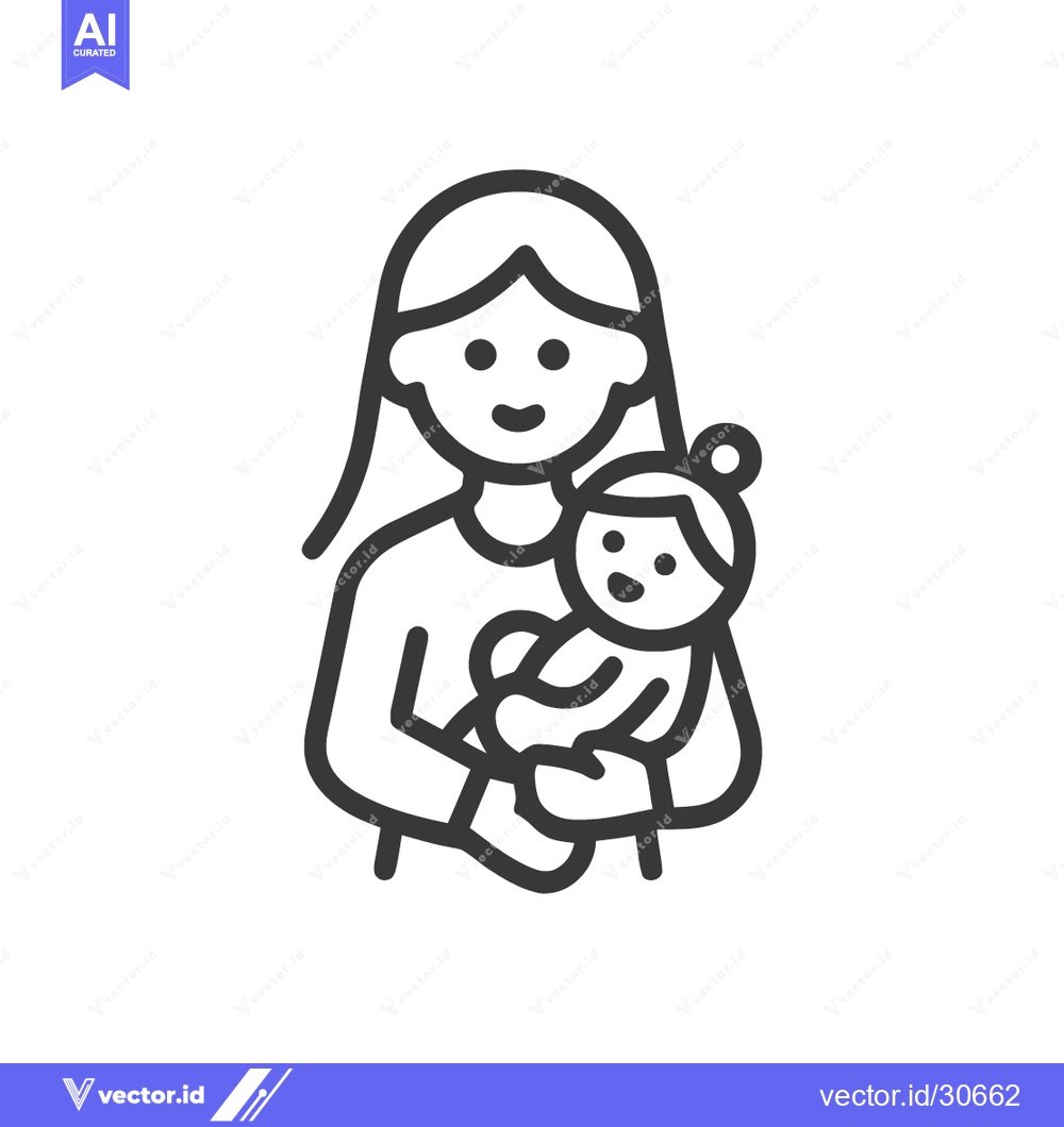 Premium Vector dari Minimalist Mother and Baby Icon: Line Art Illustration of Maternal Lov