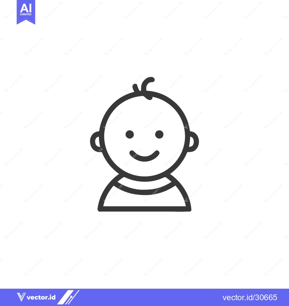 Premium Vector of Minimalist Baby Icon: Smiling Face, Simple Lines, Clean Design