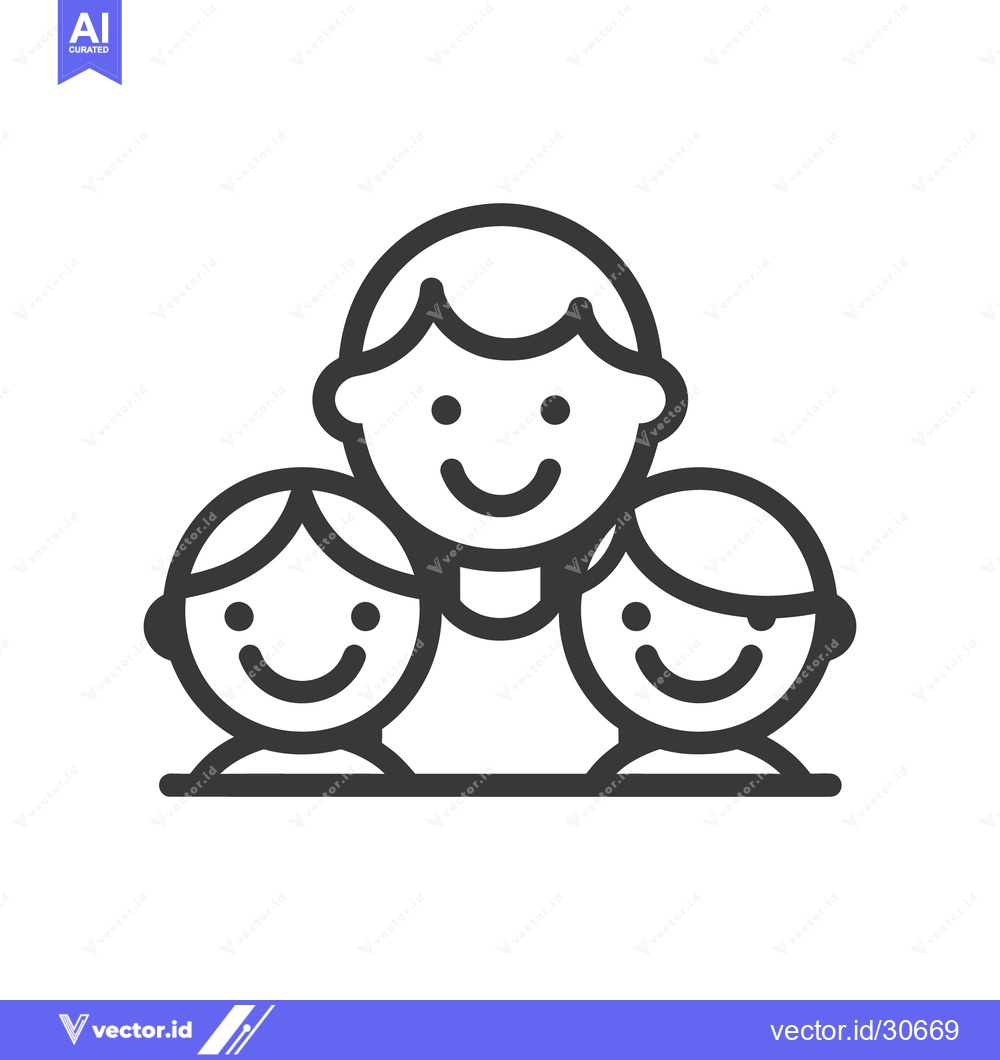 Premium Vector dari A line drawing of three smiling family members together
