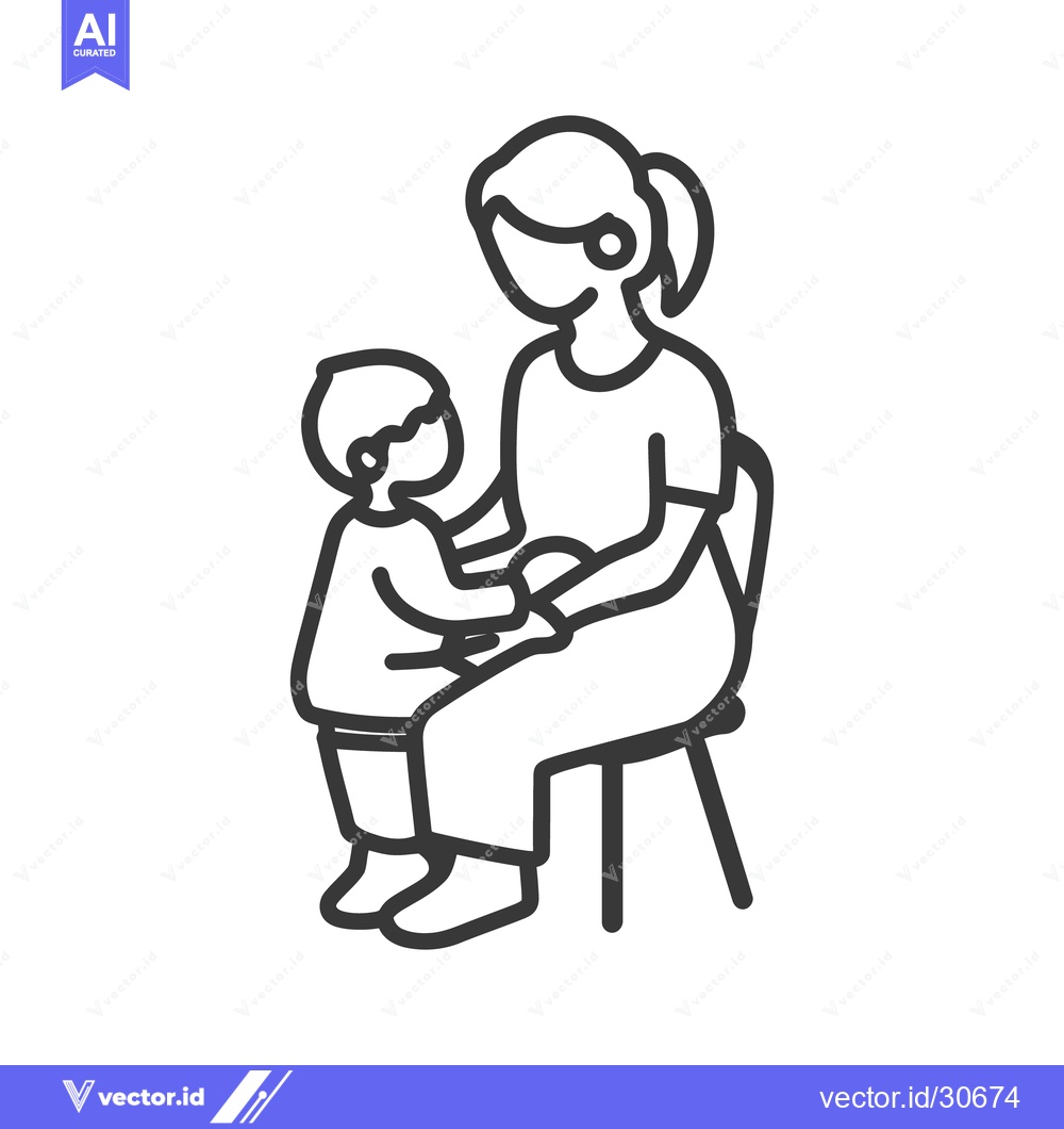 Premium Vector dari A mother sitting holding hands with her young child on a chair