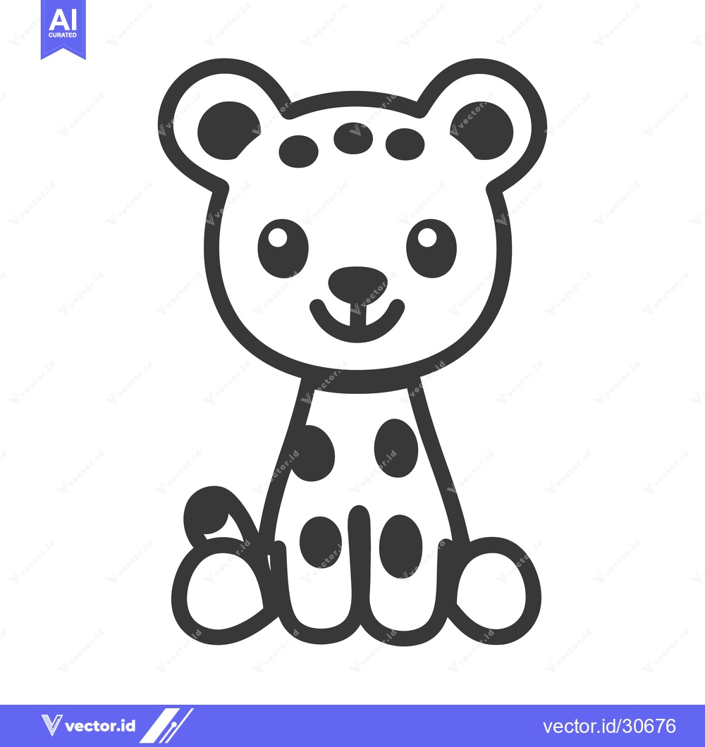 Premium Vector of Adorable cartoon leopard cub smiling with big eyes and spots on body