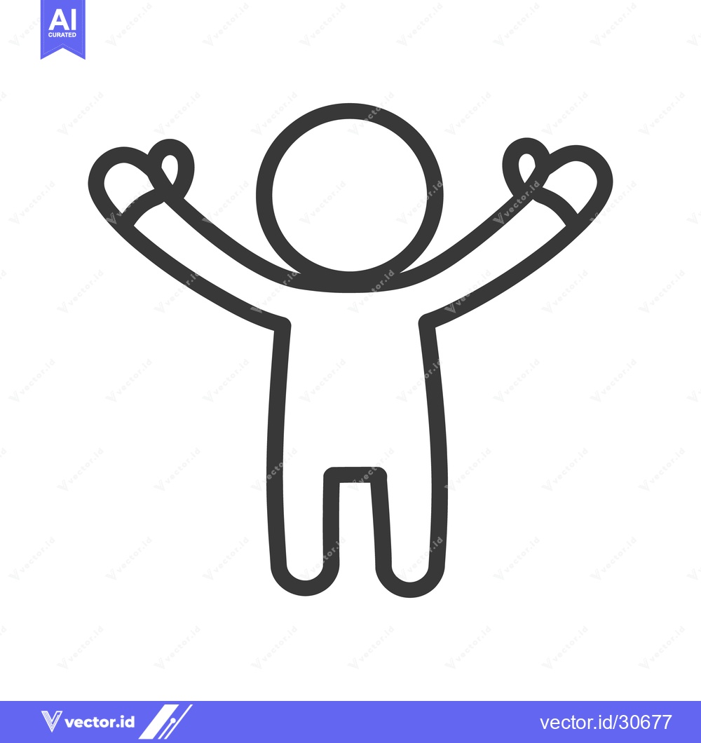 Premium Vector dari Simple black outline illustration depicting a human figure in celebrat