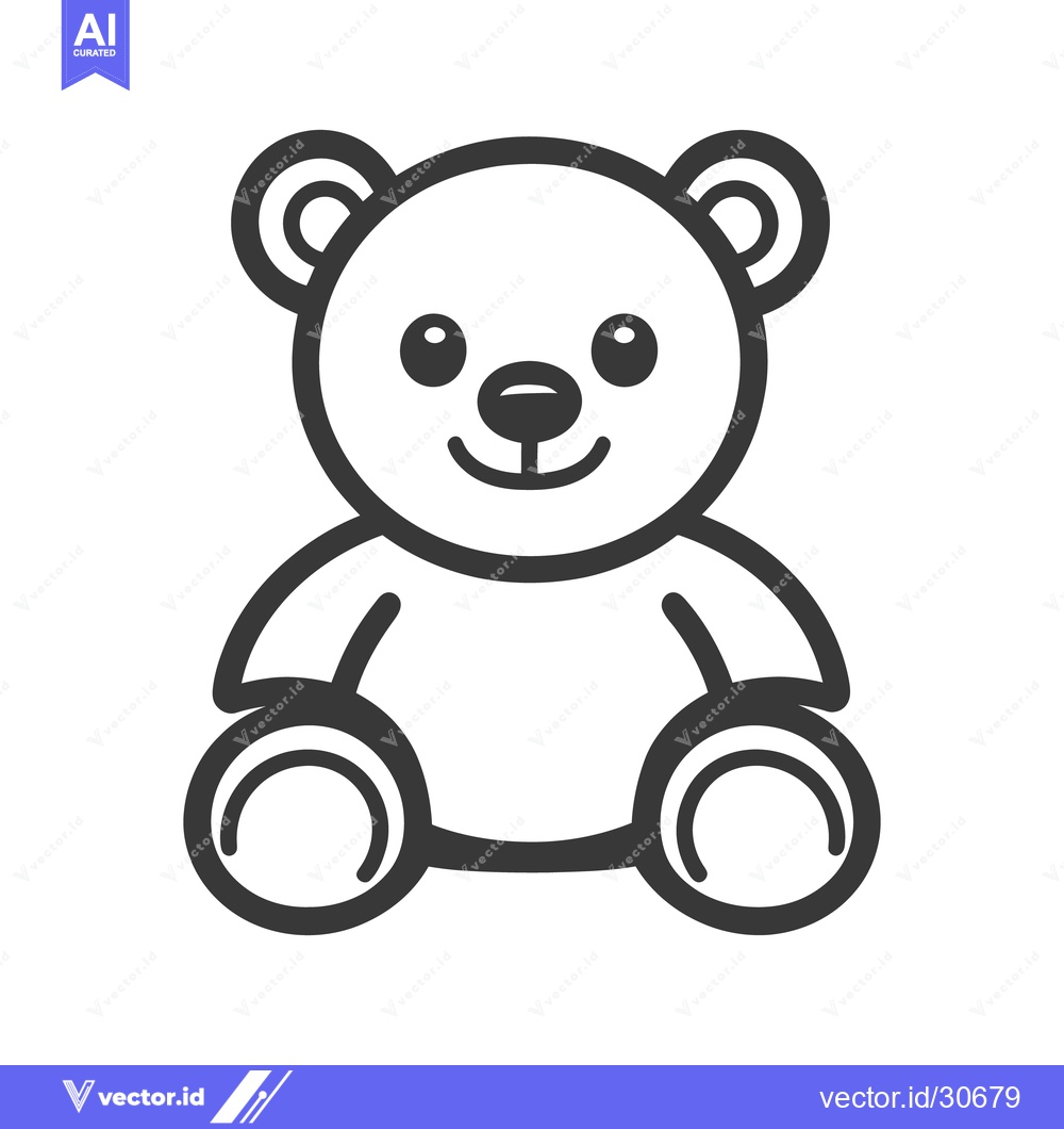 Premium Vector of A simple black and white illustration of a teddy bear