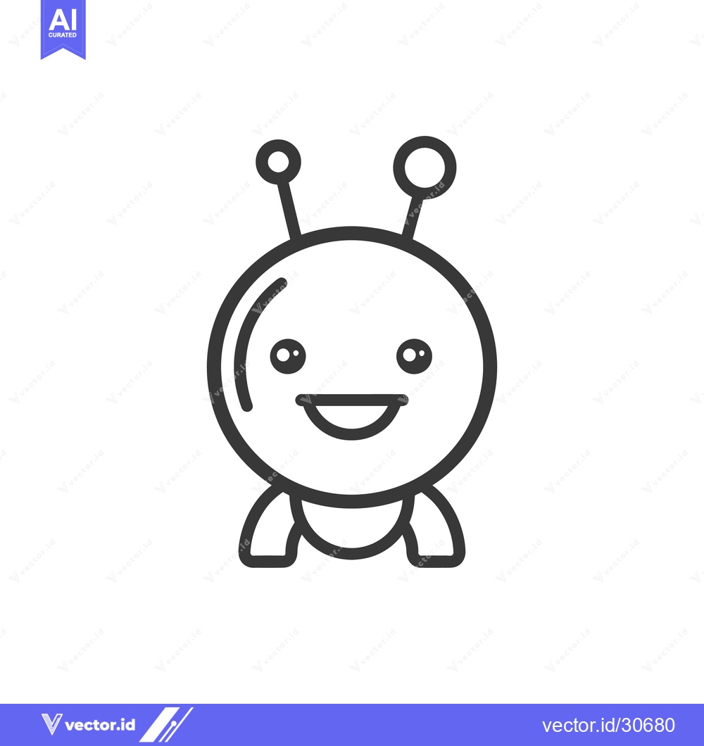 Premium Vector dari A friendly alien creature with antenna and big smiling face