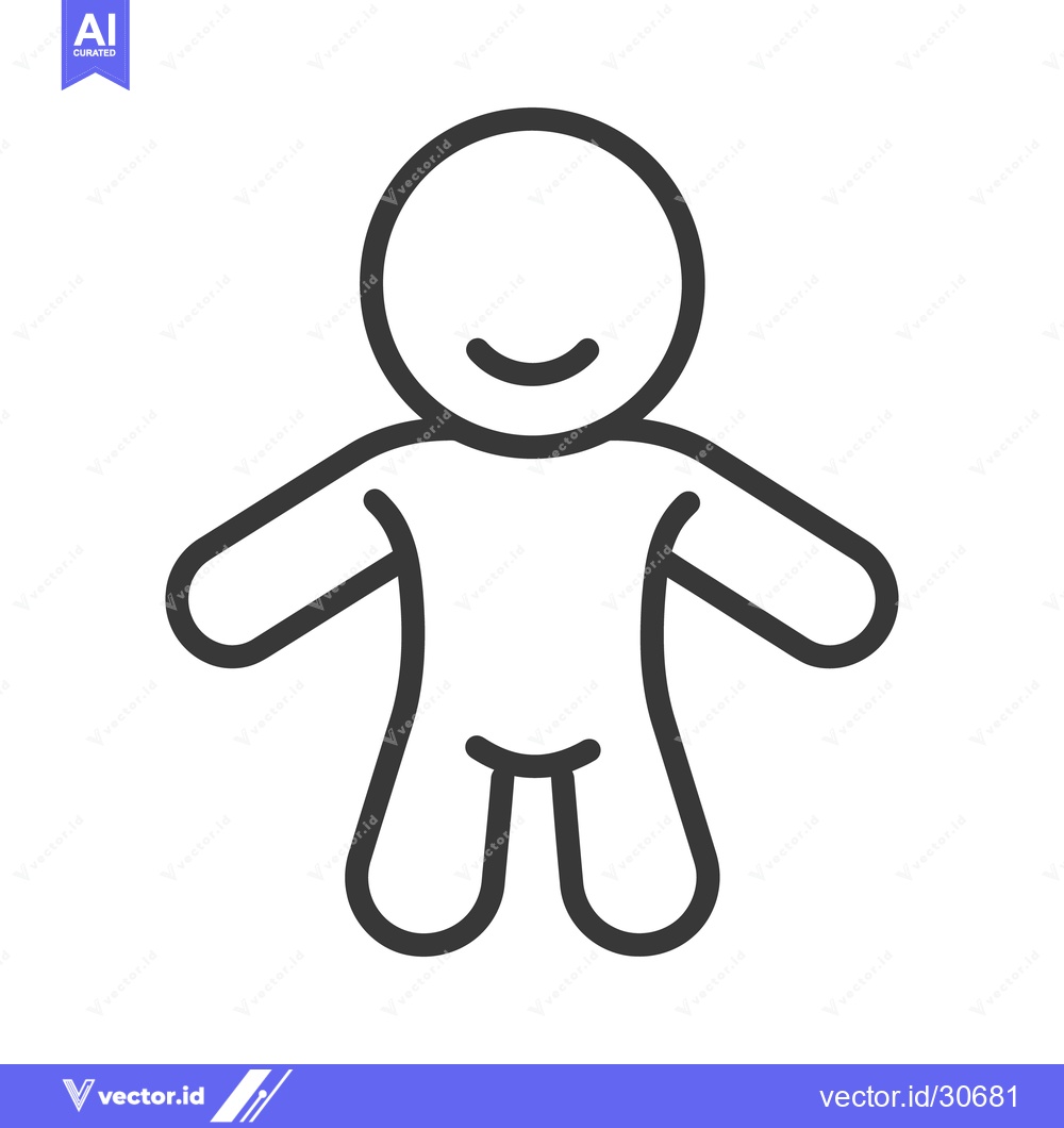 Premium Vector dari A simple line drawing depicting a cheerful gingerbread person