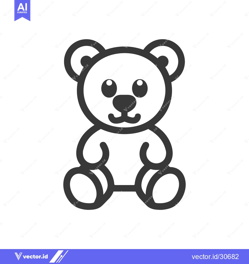 Premium Vector of A simple line drawing depicting a sitting teddy bear character