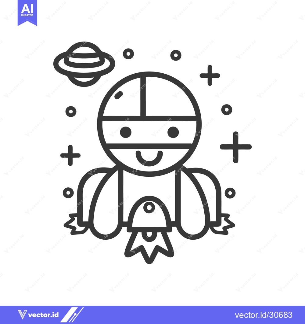 Premium Vector dari A cartoon astronaut flying through space with a friendly expression
