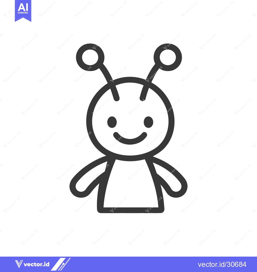 Premium Vector of A cheerful cartoon character with two antenna and smiling face