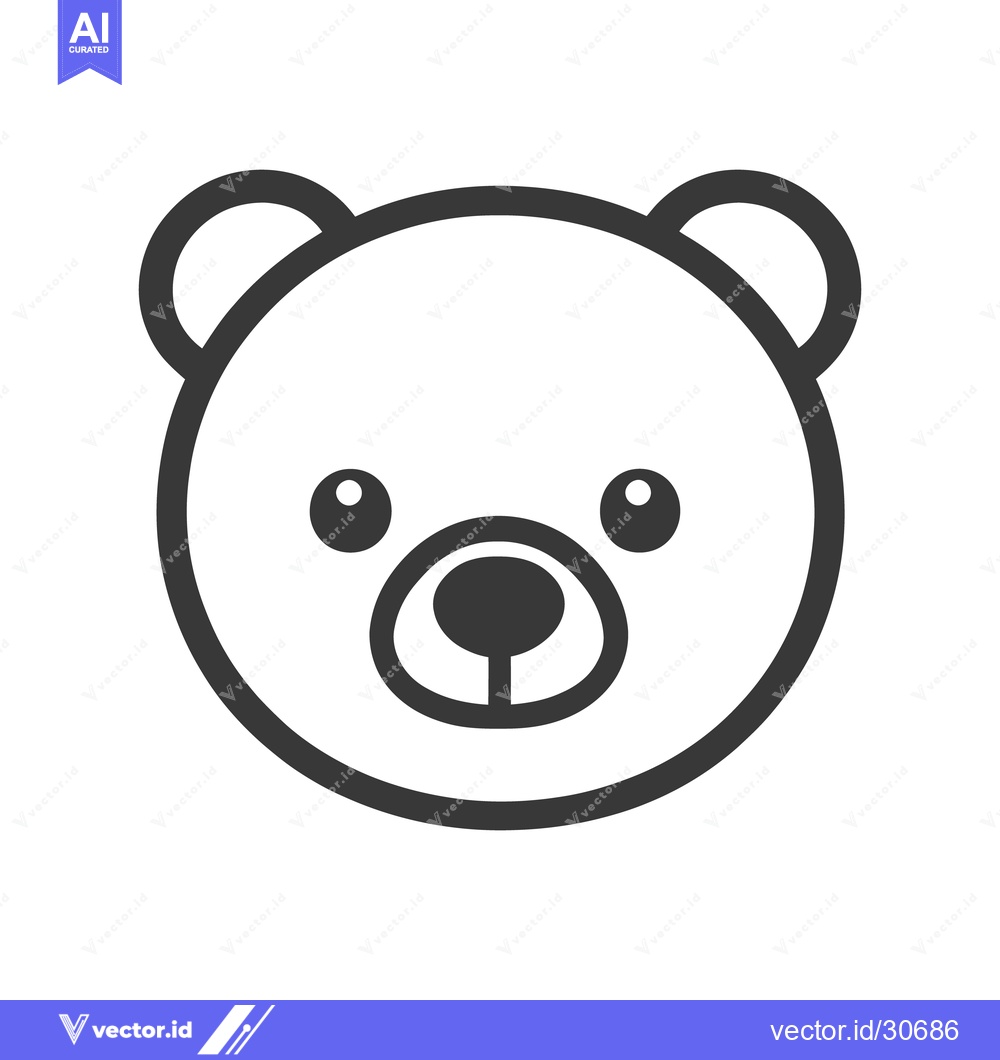 Premium Vector of A simple cartoon illustration of a teddy bear face