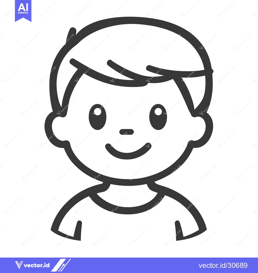 Premium Vector of A simple line art illustration depicting a smiling young person