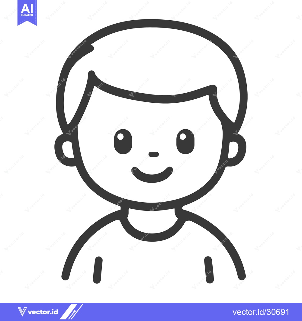 Premium Vector dari A simple outlined drawing of a smiling young person