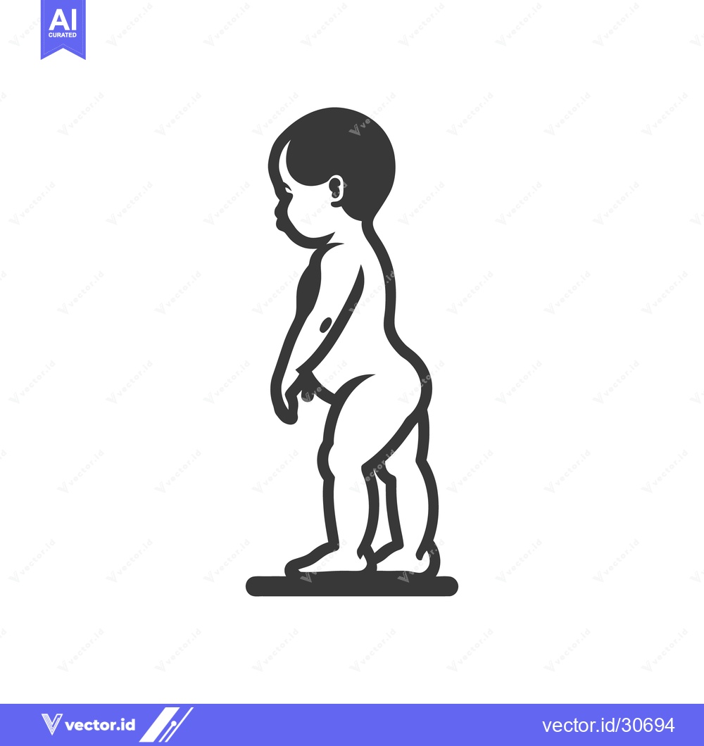 Premium Vector of A minimalist monochrome illustration of a young child standing