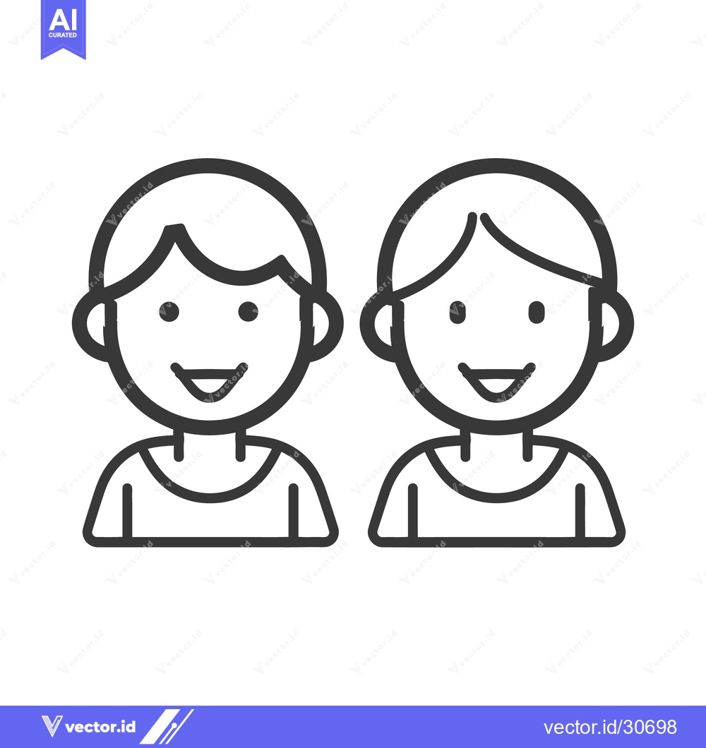 Premium Vector dari Two smiling people are represented by simple line drawings