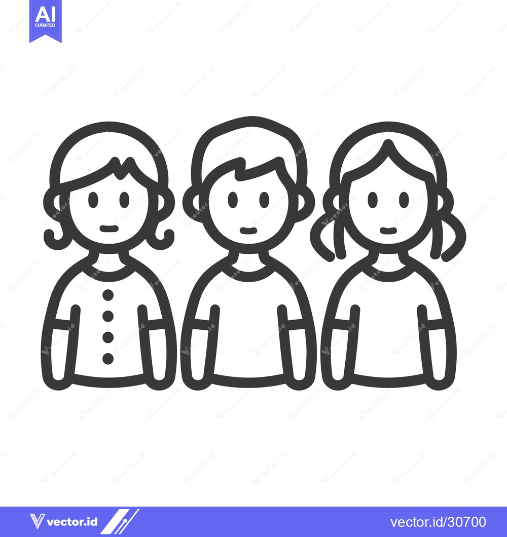 Premium Vector dari Three illustrated figures of children in a simple line drawing