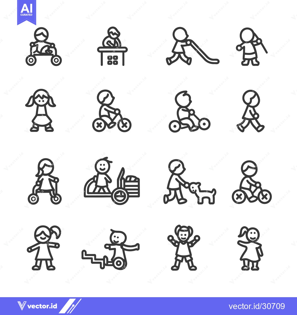 Premium Vector dari Children Playing with Toys and Engaging in Everyday Activities