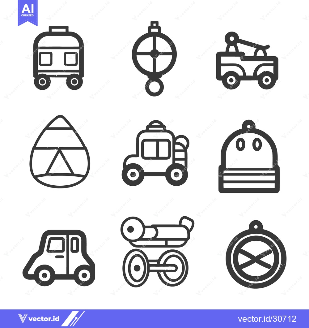 Premium Vector of Simple black and white icons representing transportation and various i