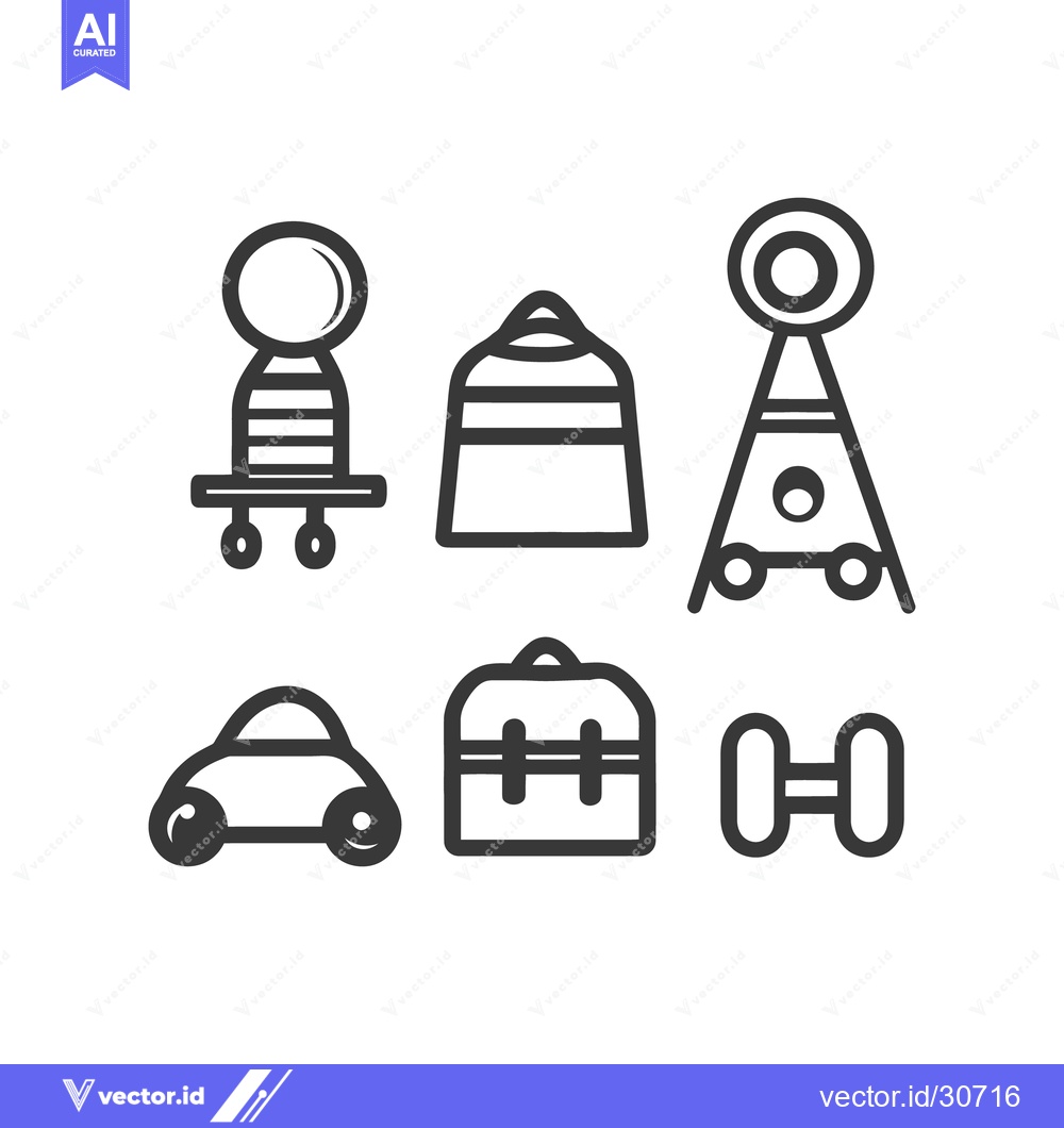 Premium Vector of Six simple black outlined icons representing various different objects