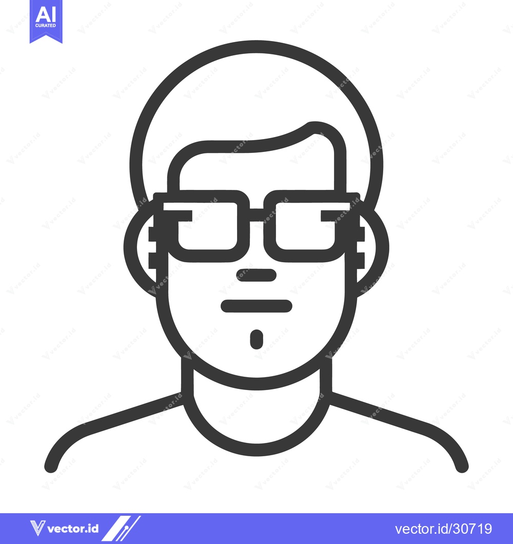 Premium Vector dari A simple graphic illustration of a human face wearing glasses