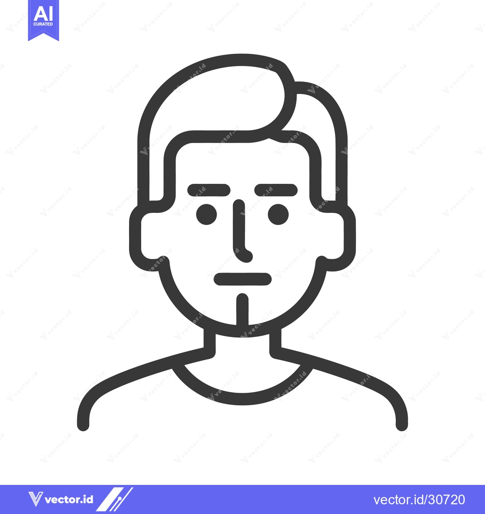 Premium Vector of A simple line drawing portraying the front view of a male face