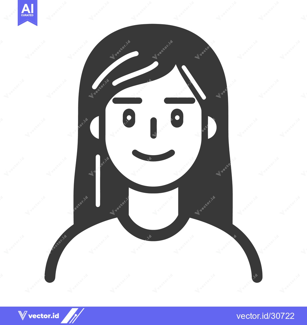 Premium Vector of A graphic depiction of a young woman with long hair