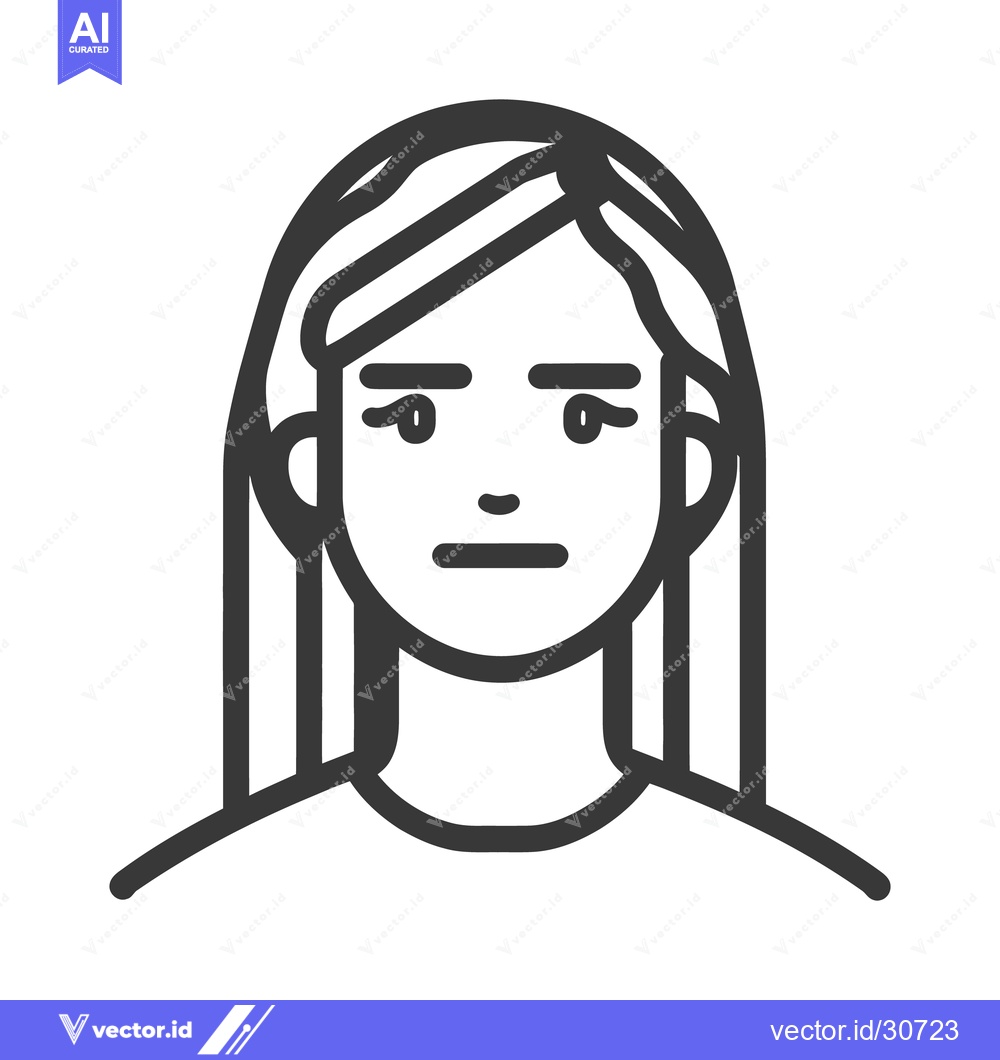 Premium Vector dari A simple minimalist outline of a woman with straight hair