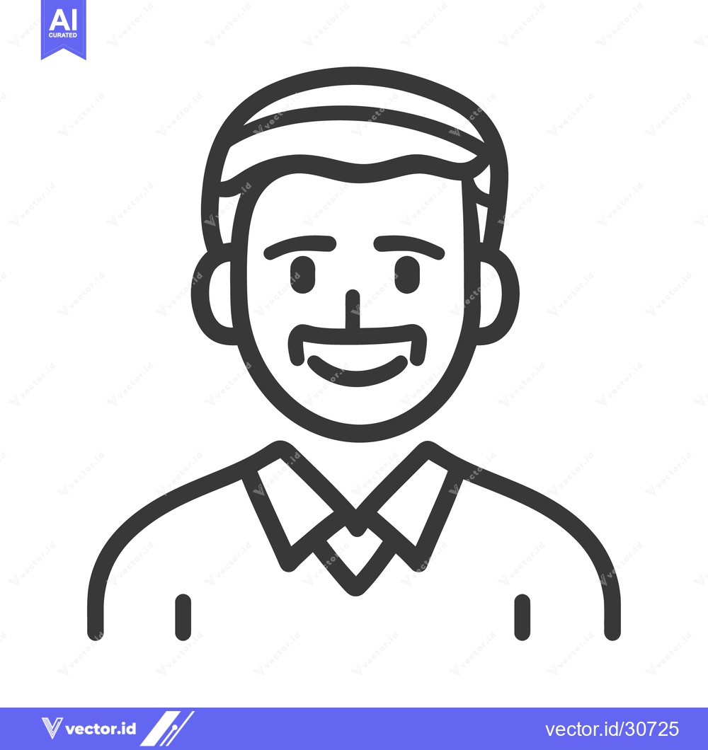 Premium Vector of Simplified graphic icon depicting a smiling male face