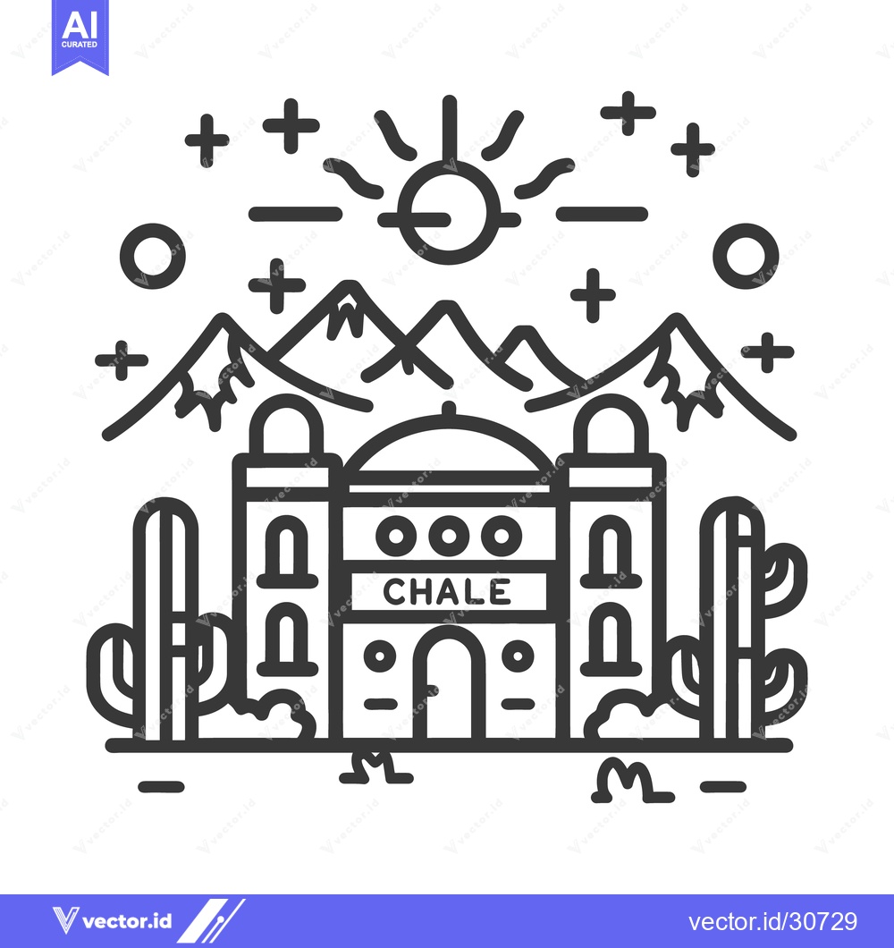 Premium Vector of A stylized monochrome illustration of a southwestern landscape scene