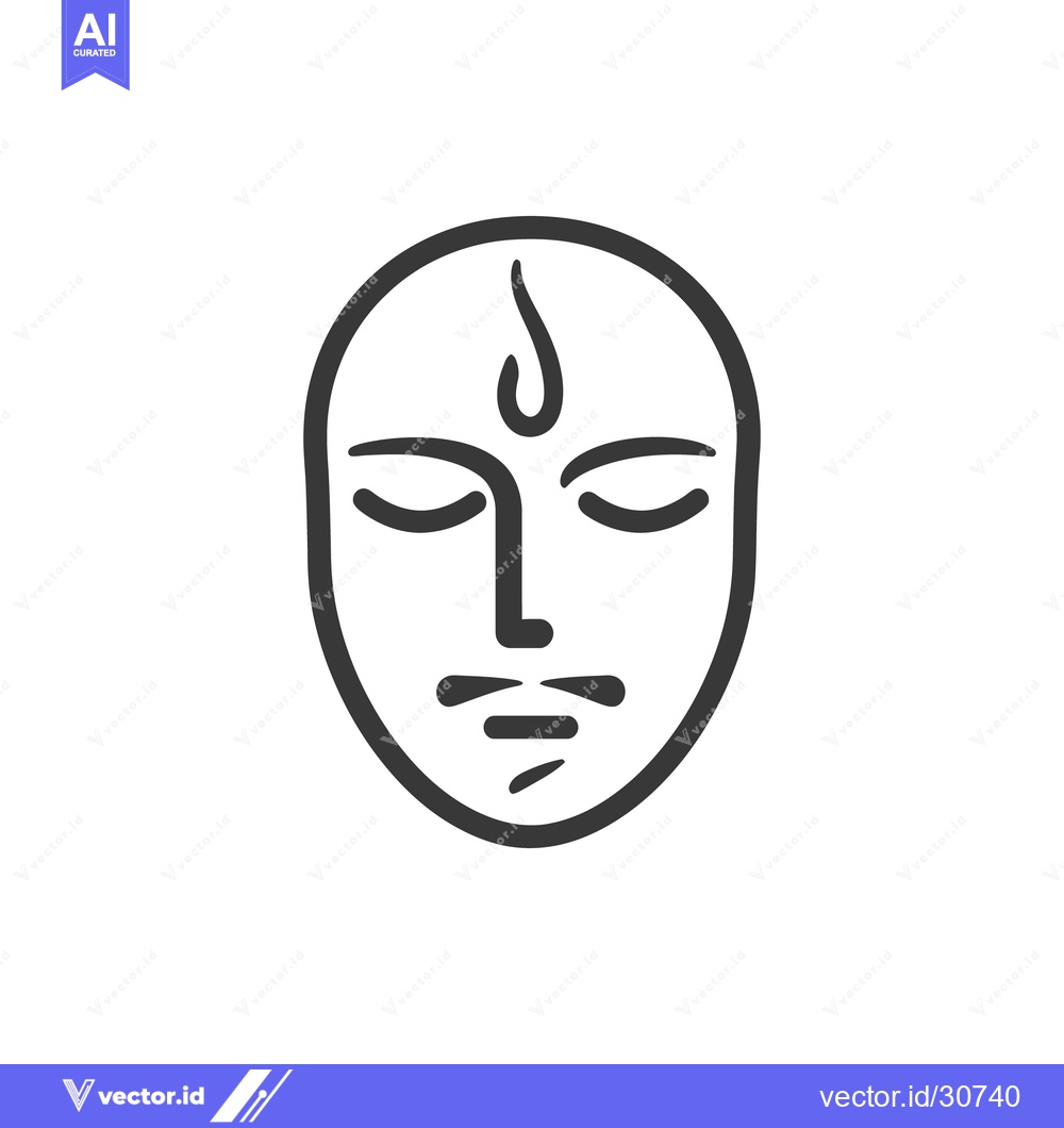 Premium Vector dari An abstract drawing of a serene face in black lines