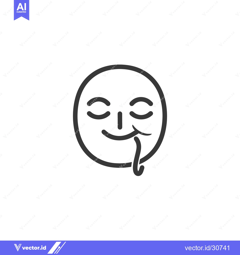 Premium Vector of A black and white line drawing of a drooling emoji