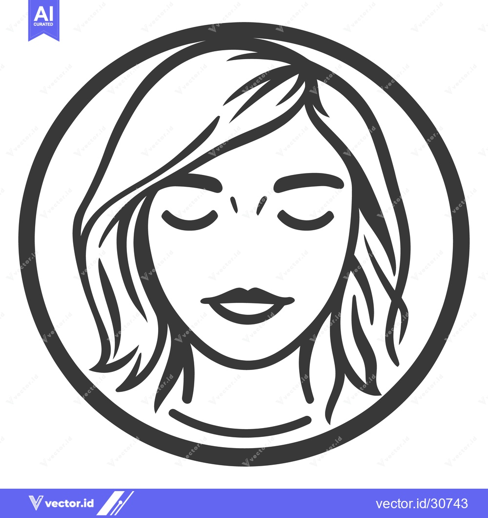 Premium Vector dari A Simple Black And White Illustration Of A Calm Woman