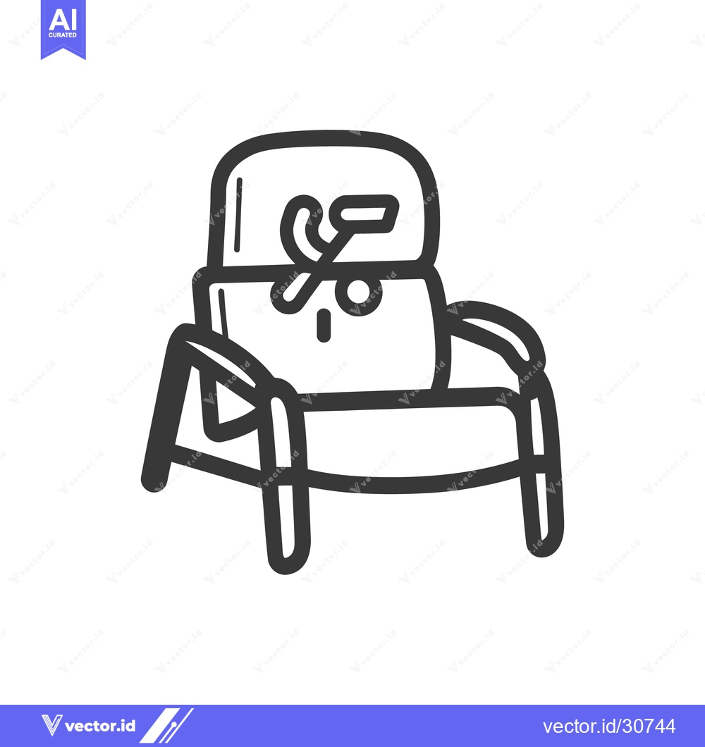 Premium Vector of An illustrated black and white depiction of an armchair with golf item