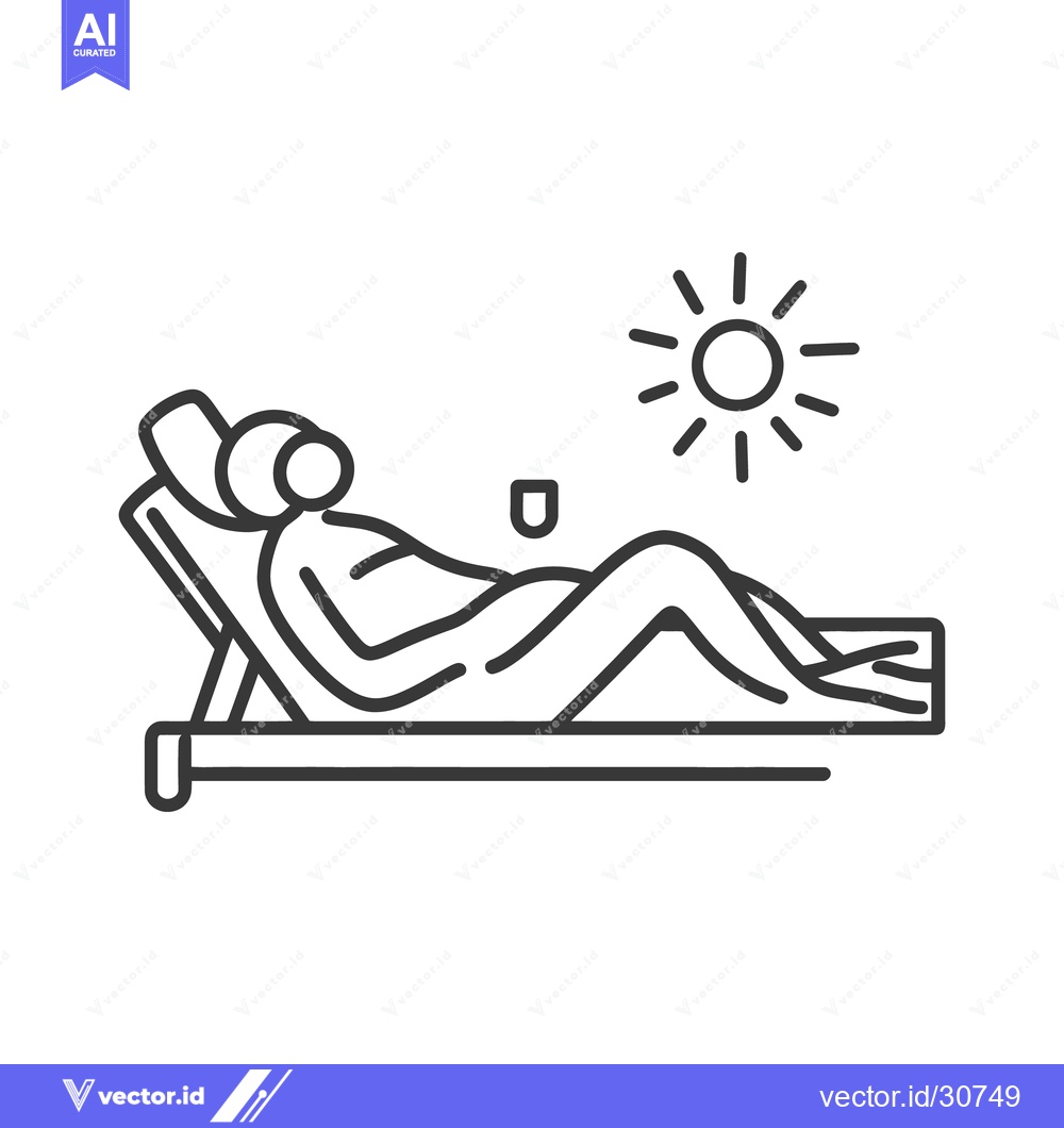 Premium Vector dari Person relaxing on a lounge chair with the sun overhead on a sunny day