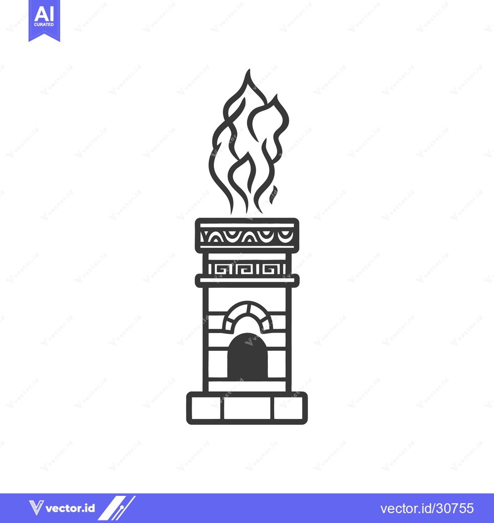Premium Vector of Detailed drawing of a stylized structure emitting flames upwards
