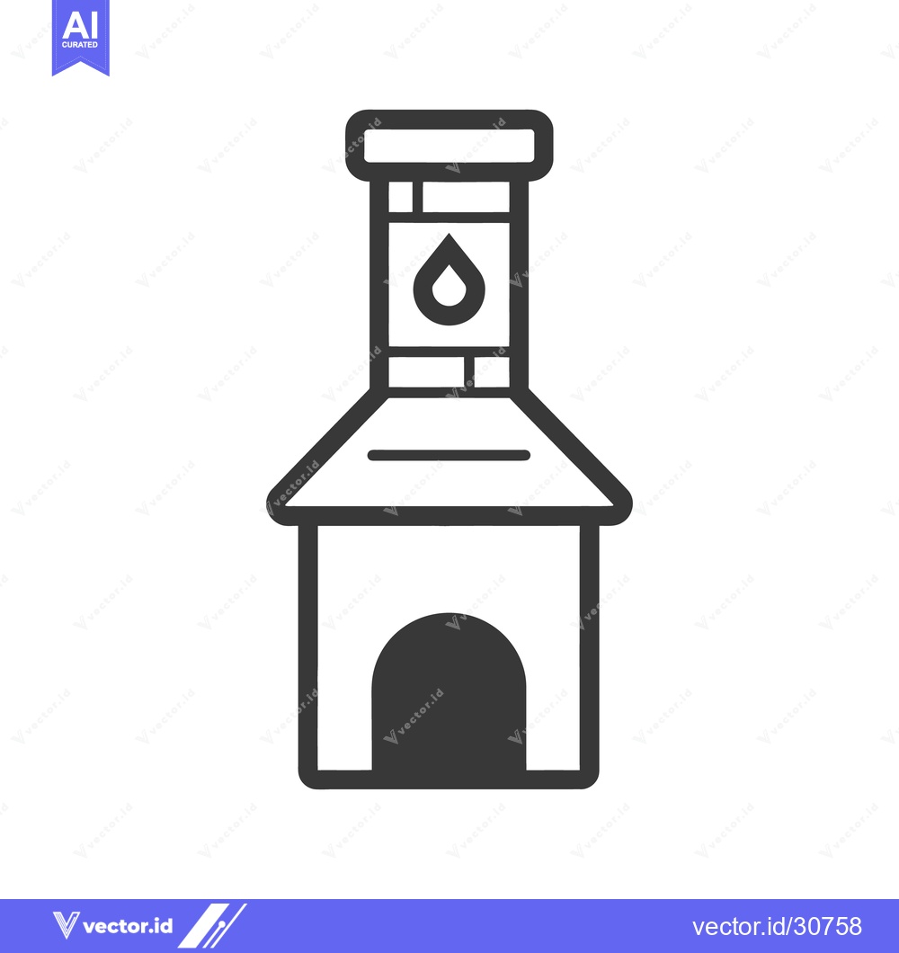 Premium Vector dari A simplified illustration depicts a building with chimney and teardrop