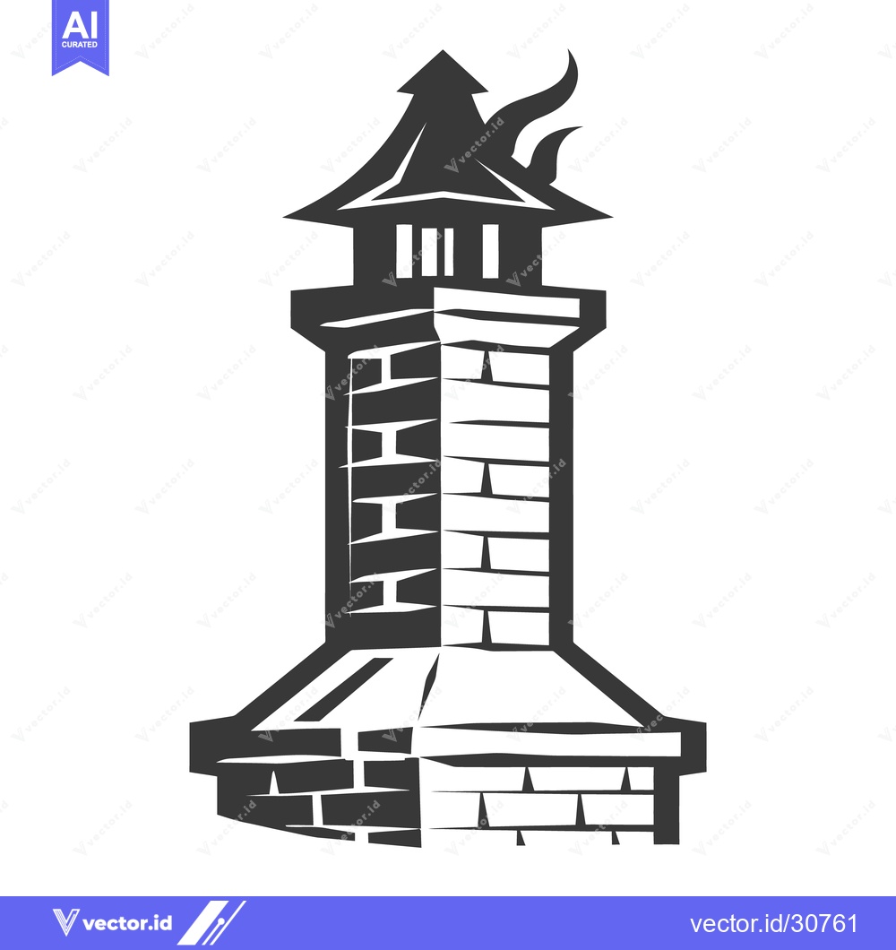 Premium Vector dari A black and white tower with a decorative roof and flames