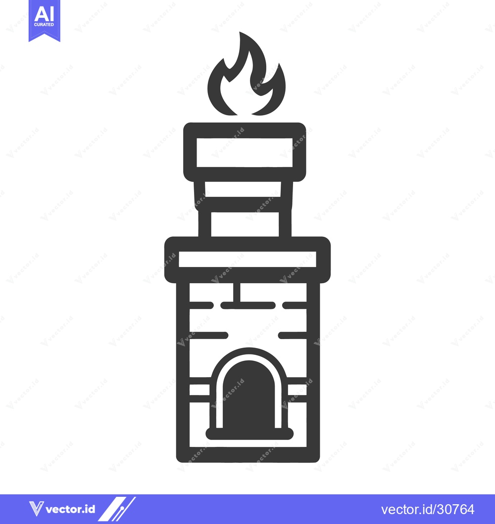 Premium Vector dari A graphic illustration of a stylized brick chimney with flames