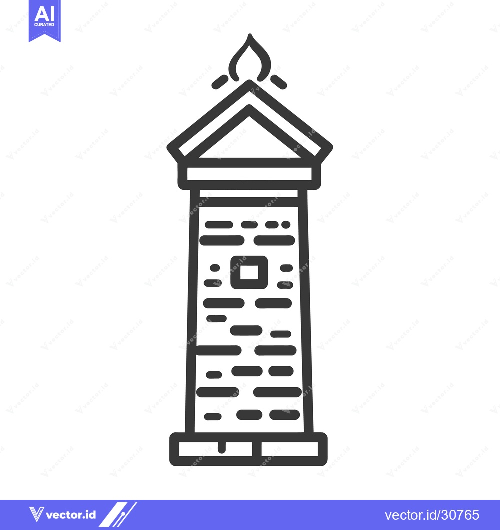 Premium Vector of A tall brick building with a triangular roof and flame at the top