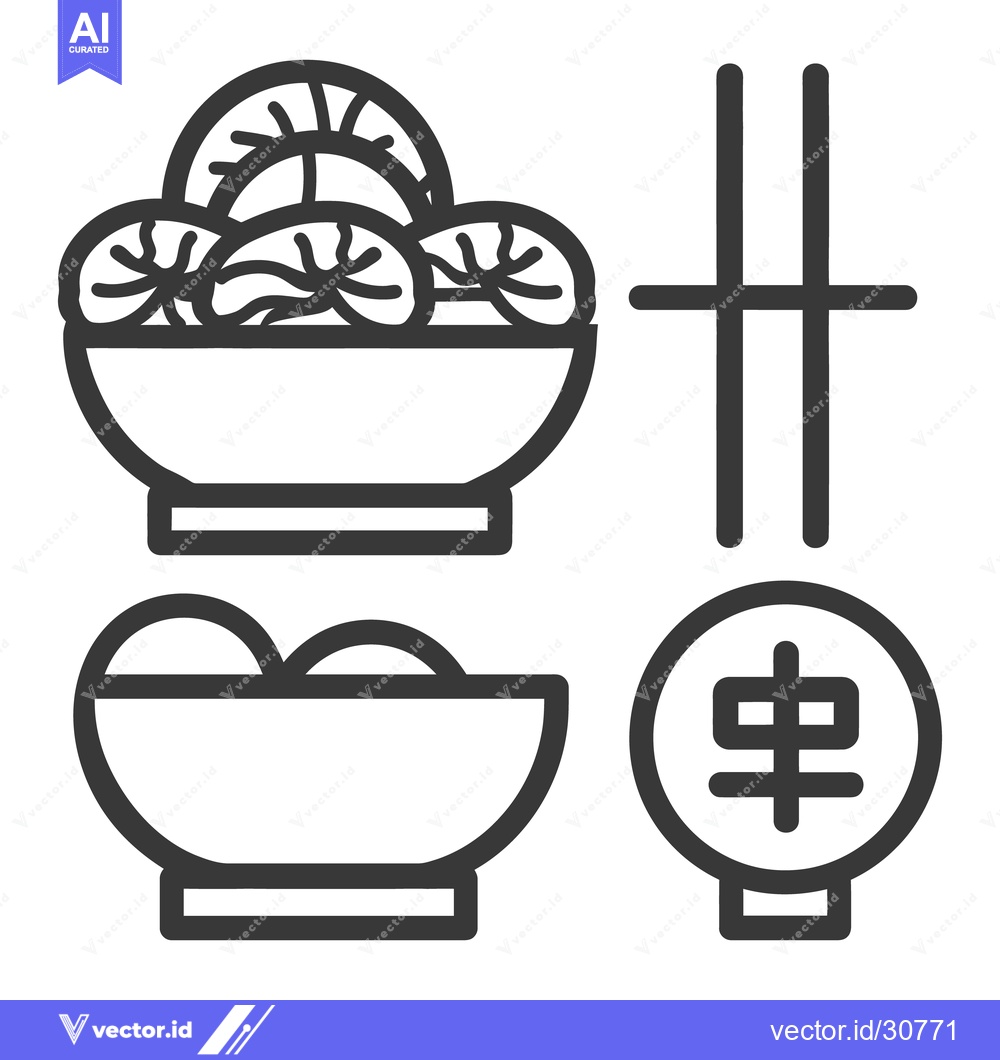 Premium Vector dari Graphic illustration of various dumplings bowls and chopsticks