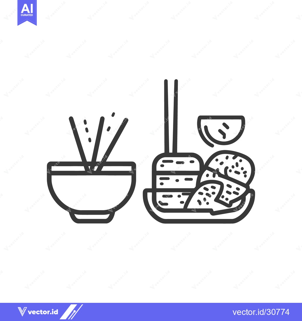 Premium Vector of Black and white line illustration of various food items