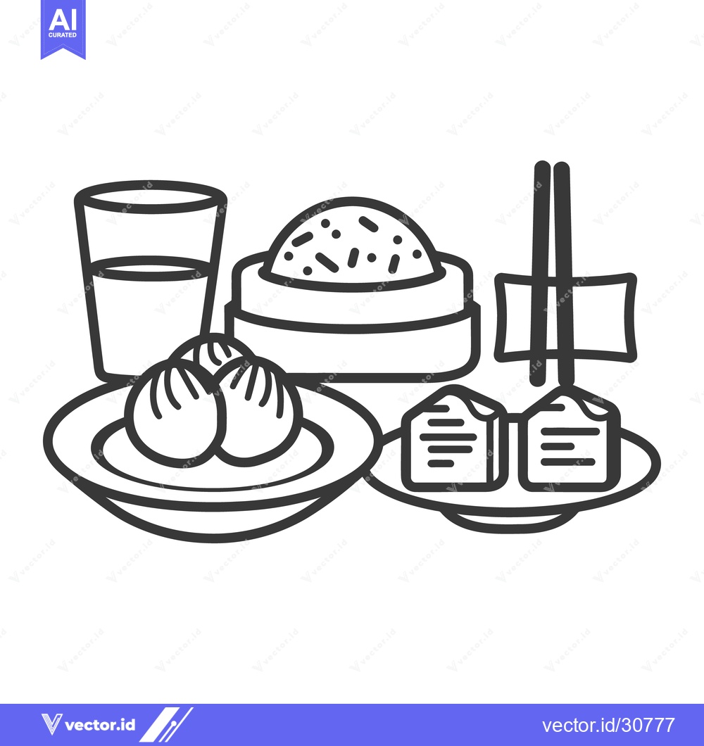 Premium Vector of Delicious asian dumplings and other food items are illustrated simply