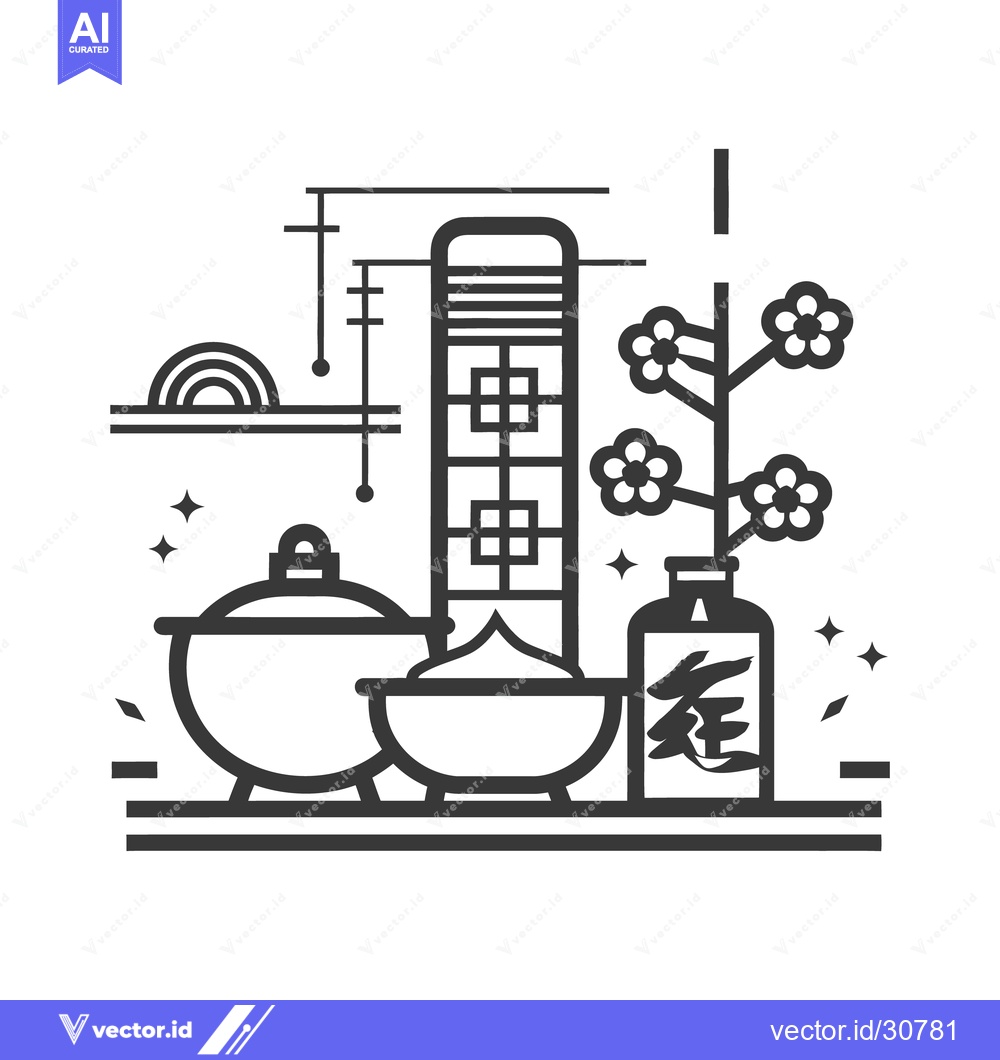 Premium Vector dari A stylized depiction of traditional Asian cultural elements