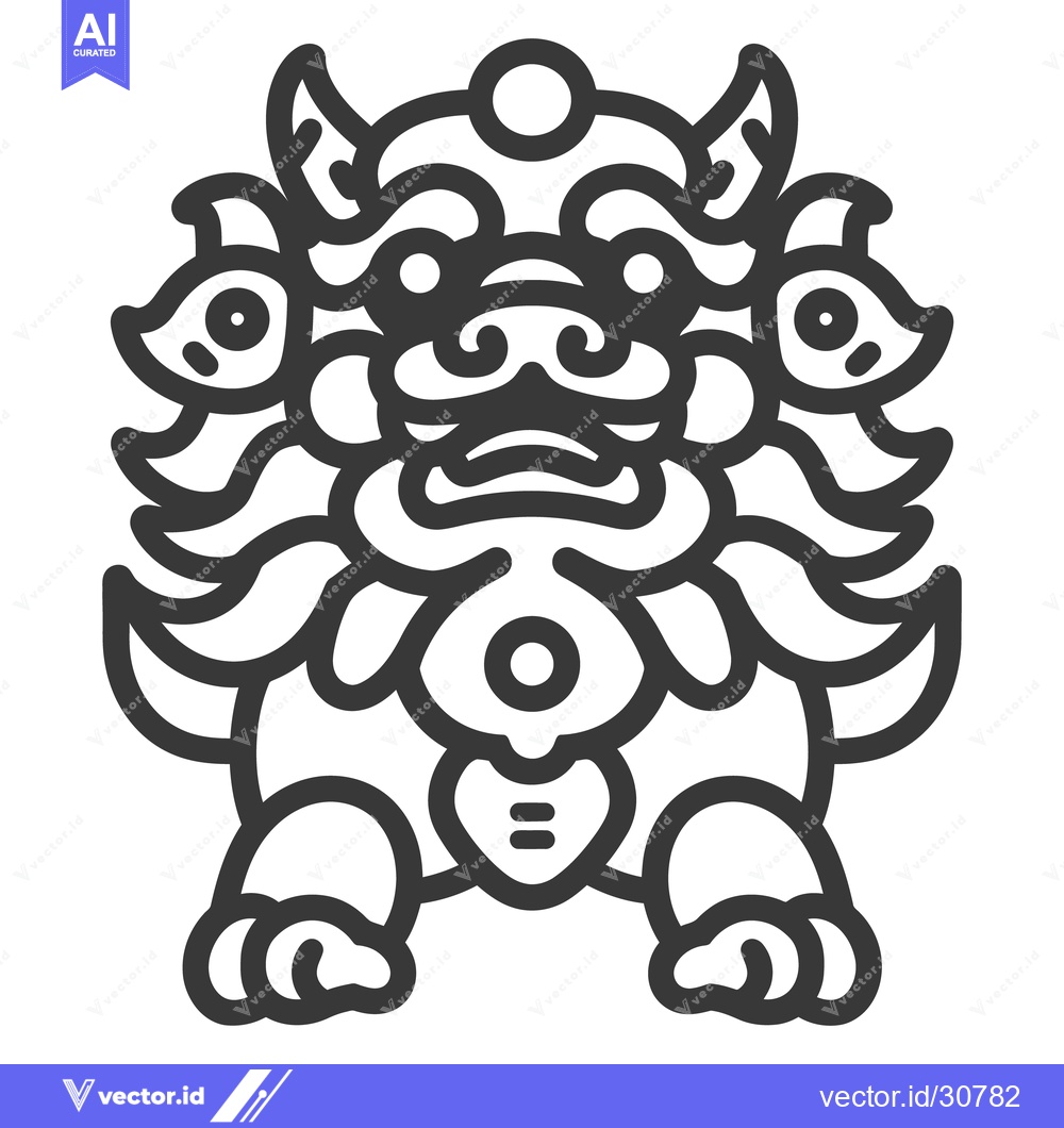 Premium Vector of A stylized graphic illustration depicts an East Asian mythical creatur