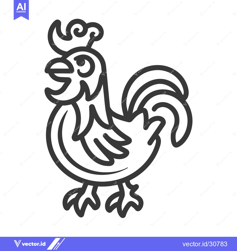 Premium Vector dari A stylized black and white illustration of a rooster