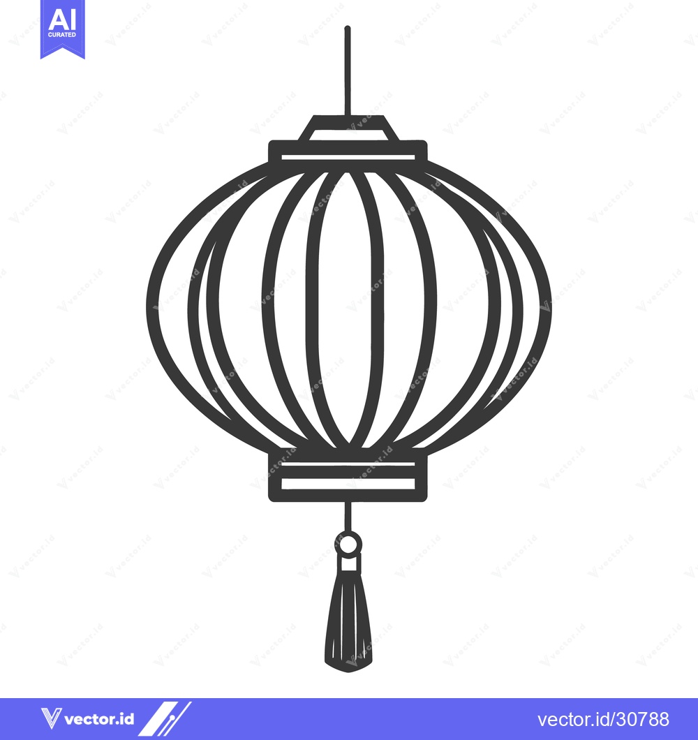 Premium Vector dari A simple black and white drawing of a hanging lantern