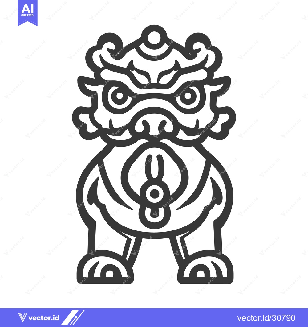 Premium Vector of Stylized Illustration Depicting A Mythical Guardian Creature In Outlin