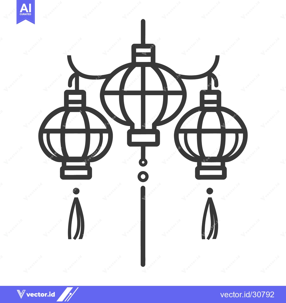 Premium Vector of A line art drawing of hanging paper lanterns in a row